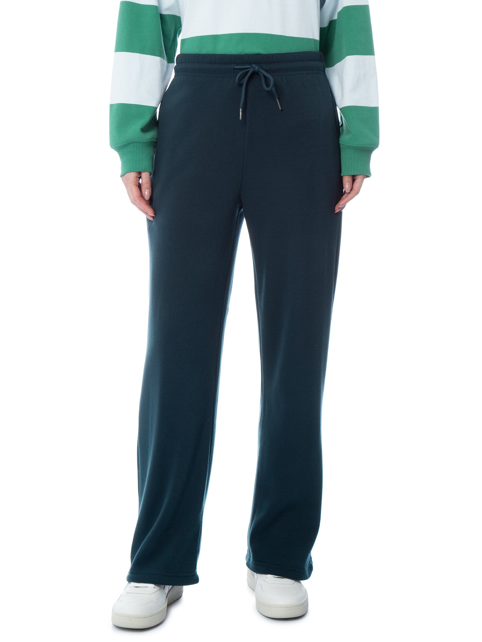 Calça Feminina Reta Moletom Azul Basiq