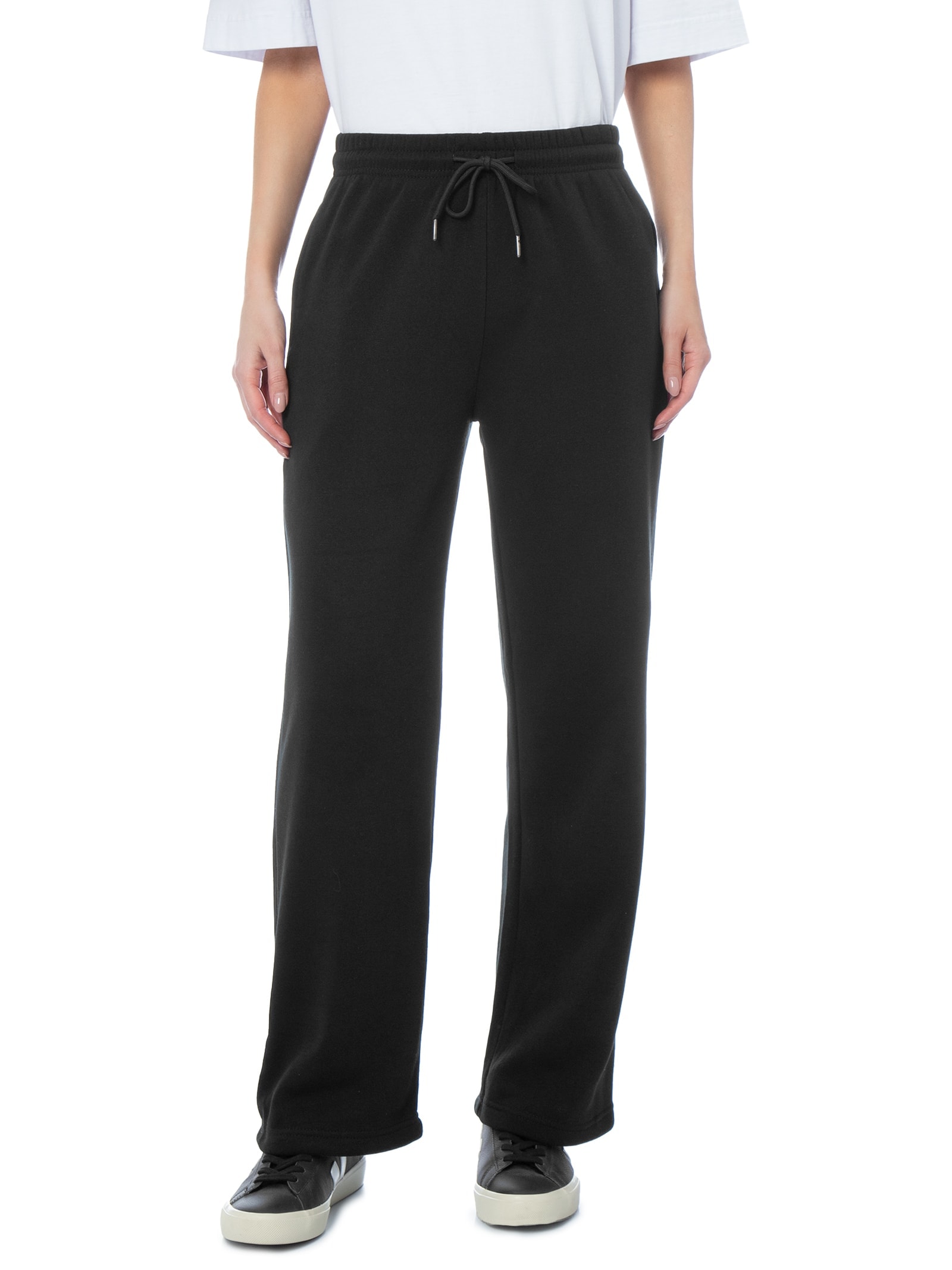 Calça Feminina Reta Moletom Preto Basiq