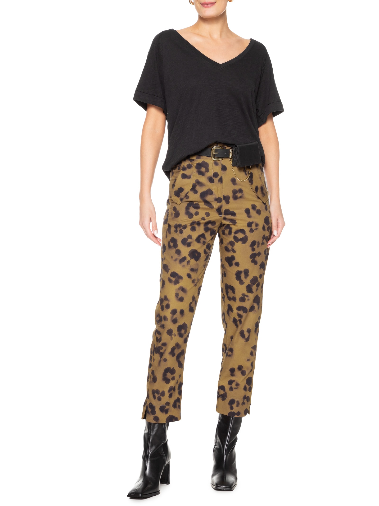 Calça Feminina Reta Onça Sombra Animal Print Animale