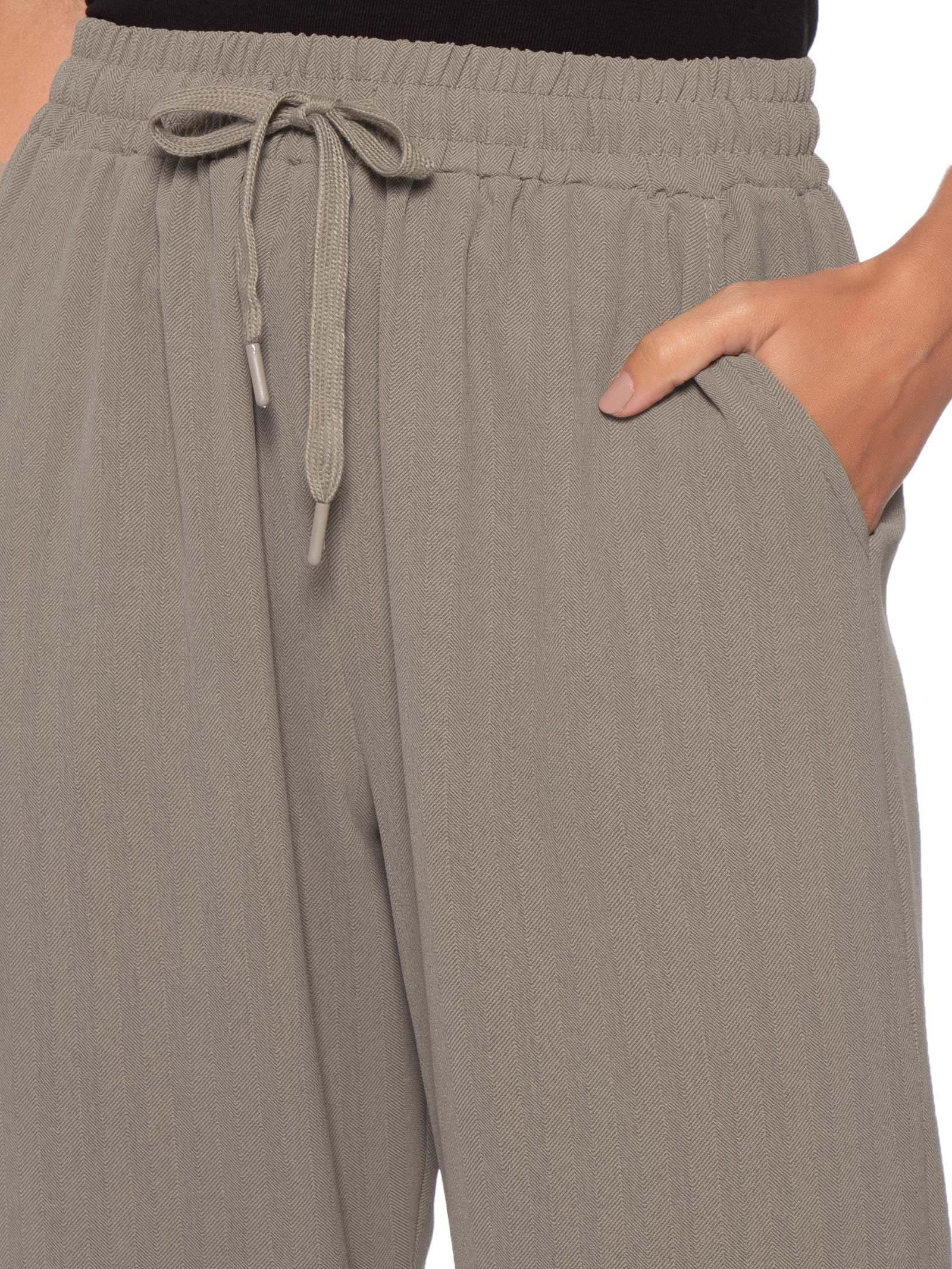 Calça Feminina Reta Padronagem Bege Basiq