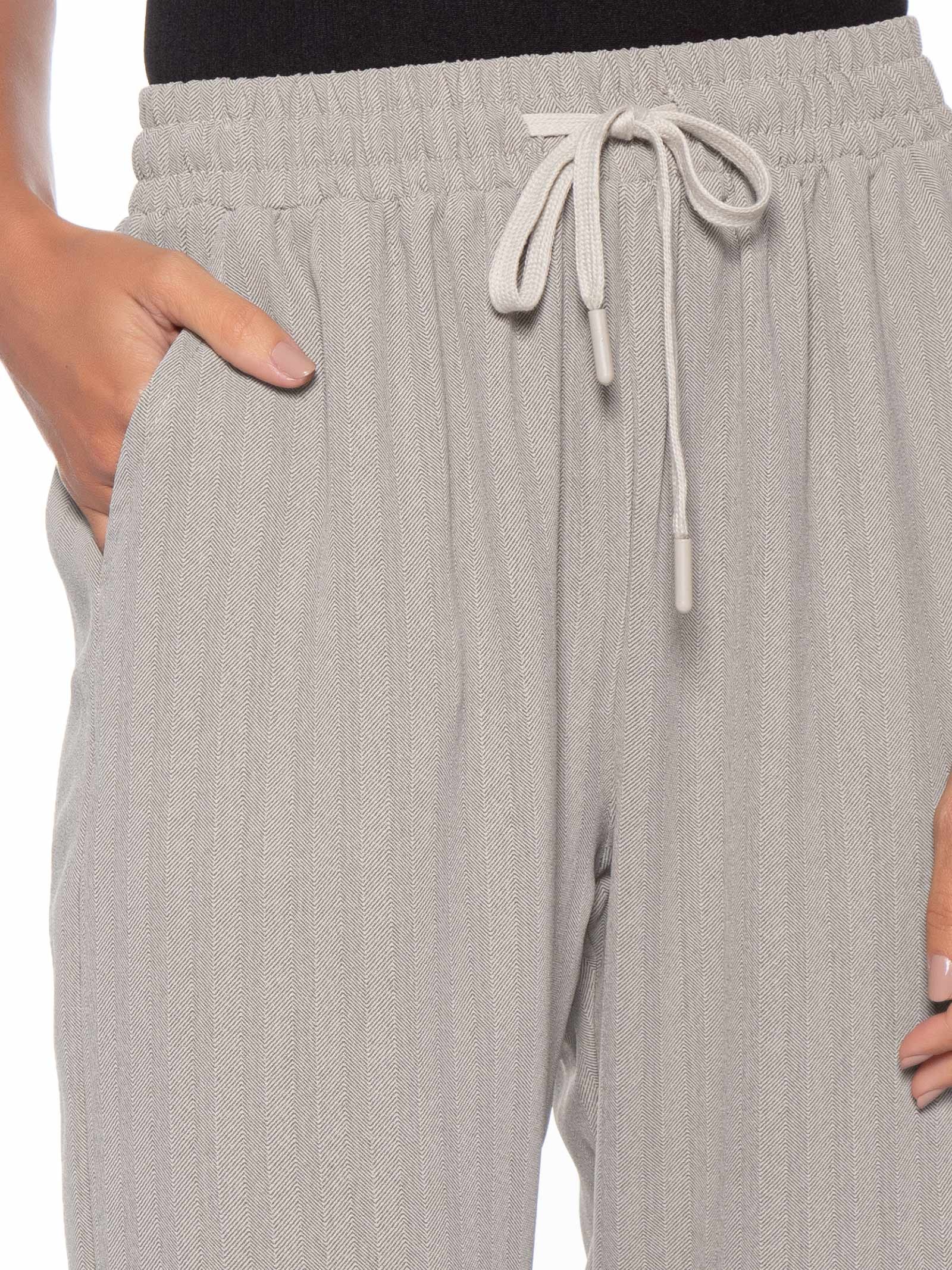 Calça Feminina Reta Padronagem Bege Basiq