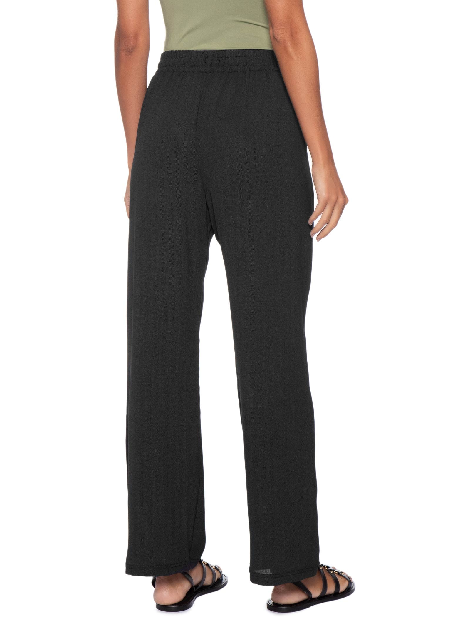 Calça Feminina Reta Padronagem Preto Basiq
