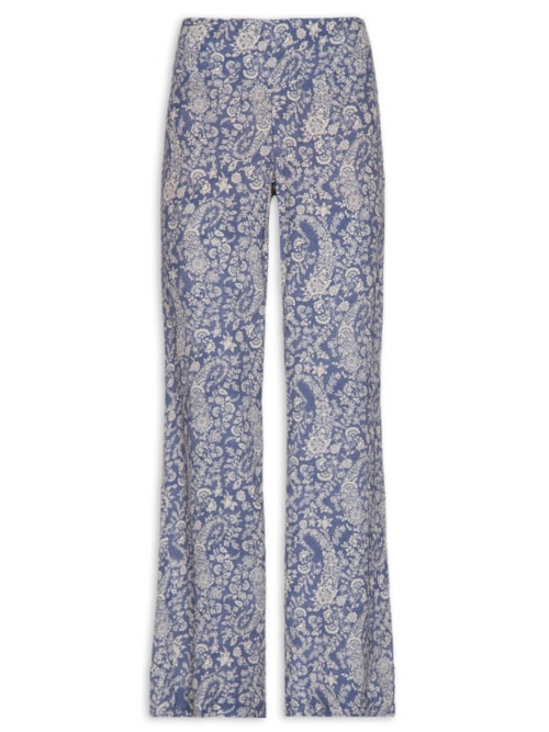 Calça Feminina Reta Pala Estampa Maze – Azul