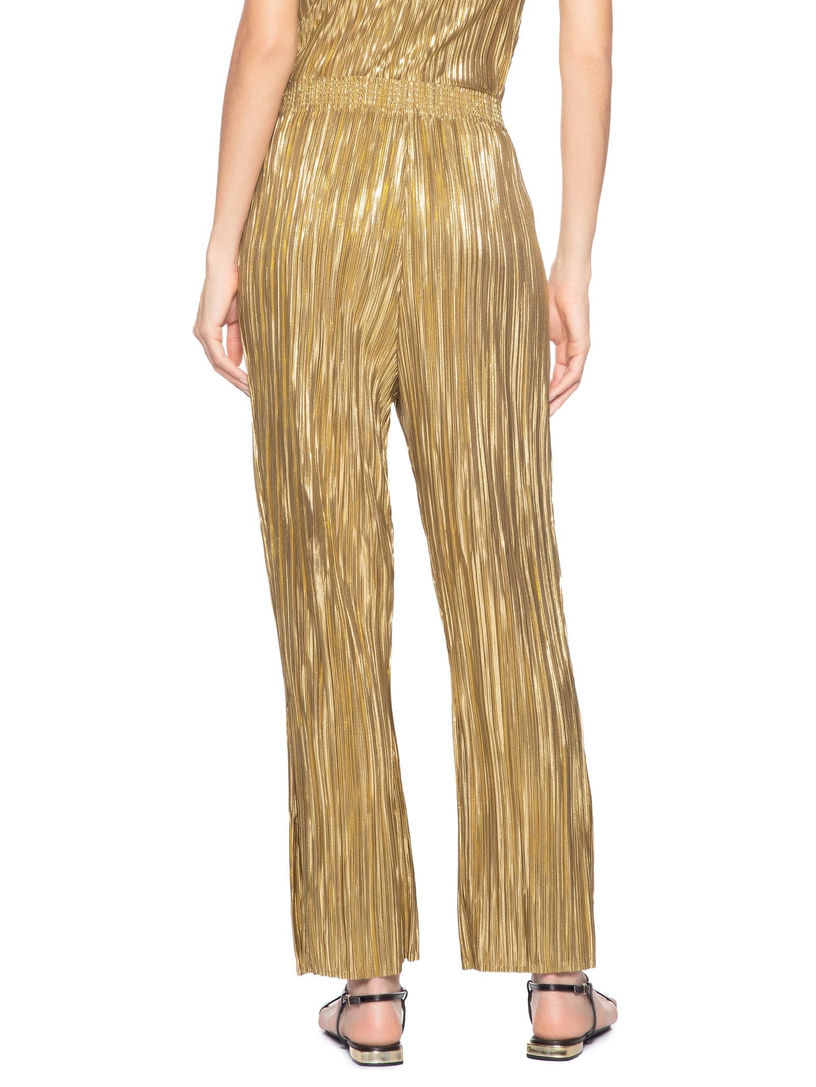 Calça Feminina Reta Plissê Gold Dourado Osklen