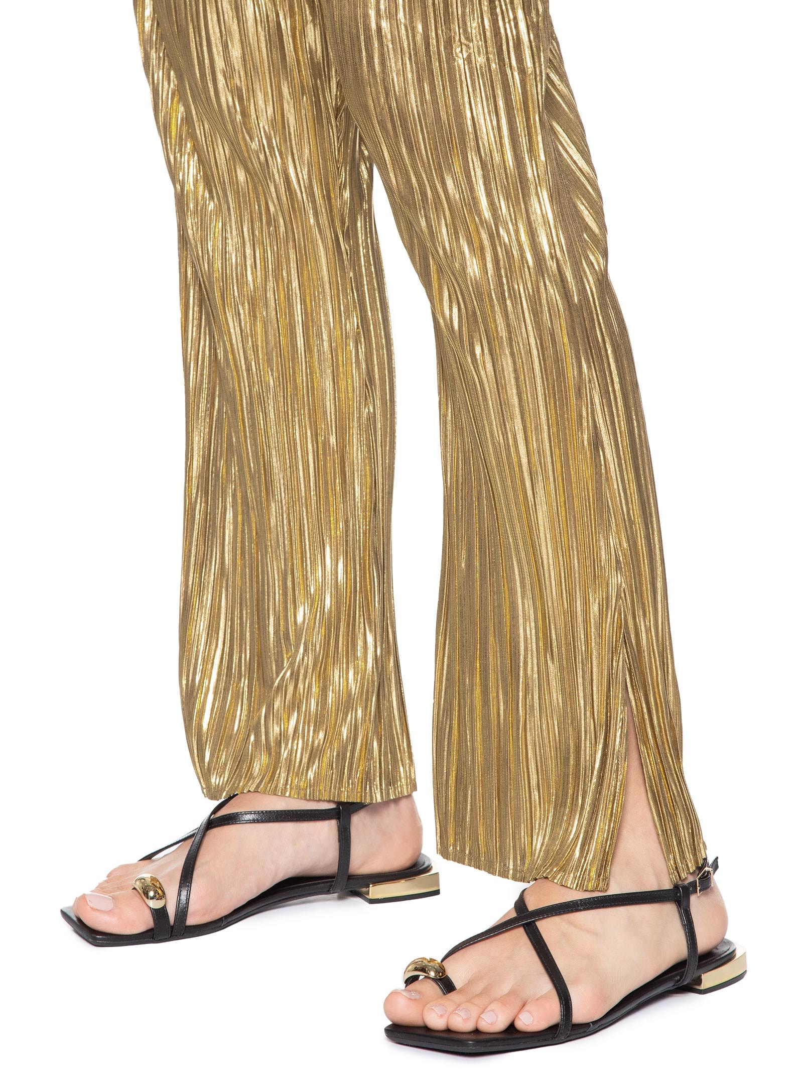 Calça Feminina Reta Plissê Gold Dourado Osklen