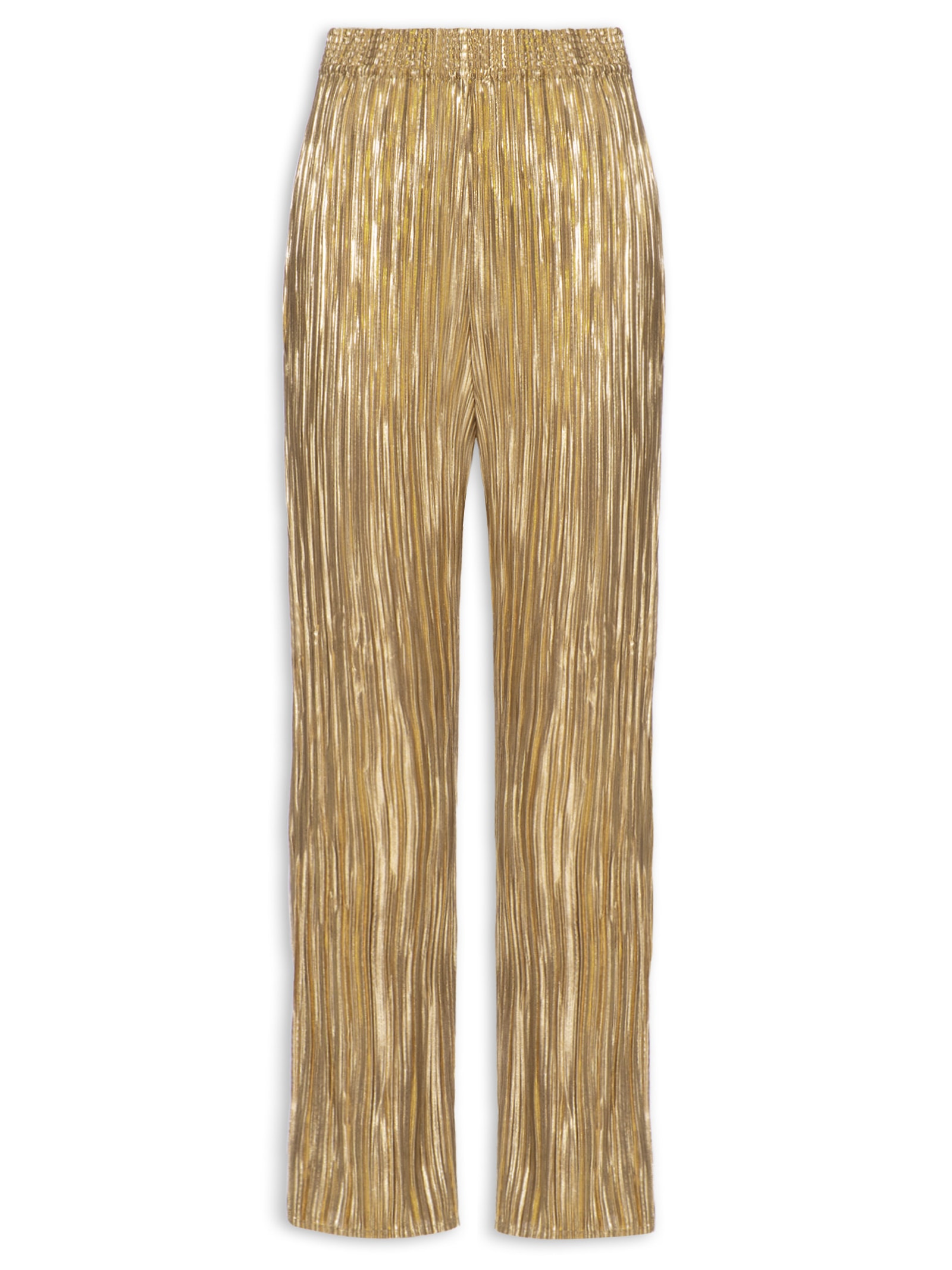Calça Feminina Reta Plissê Gold Dourado Osklen