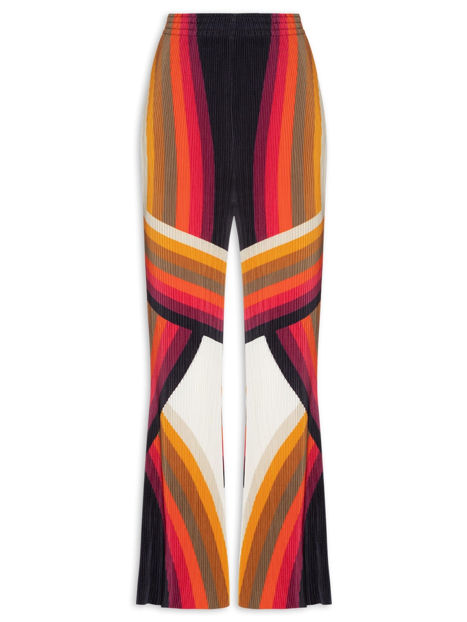 Calça Feminina Reta Plisse Onda Laranja Osklen