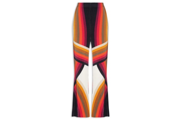 Calça Feminina Reta Plisse Onda - Laranja