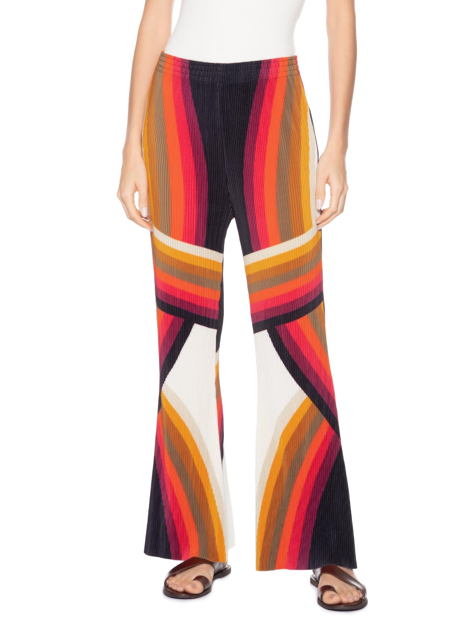 Calça Feminina Reta Plisse Onda Laranja Osklen