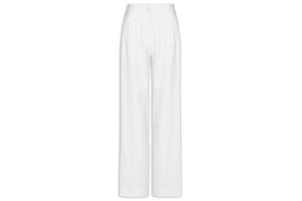 Calça Feminina Reta Pregas - Branco