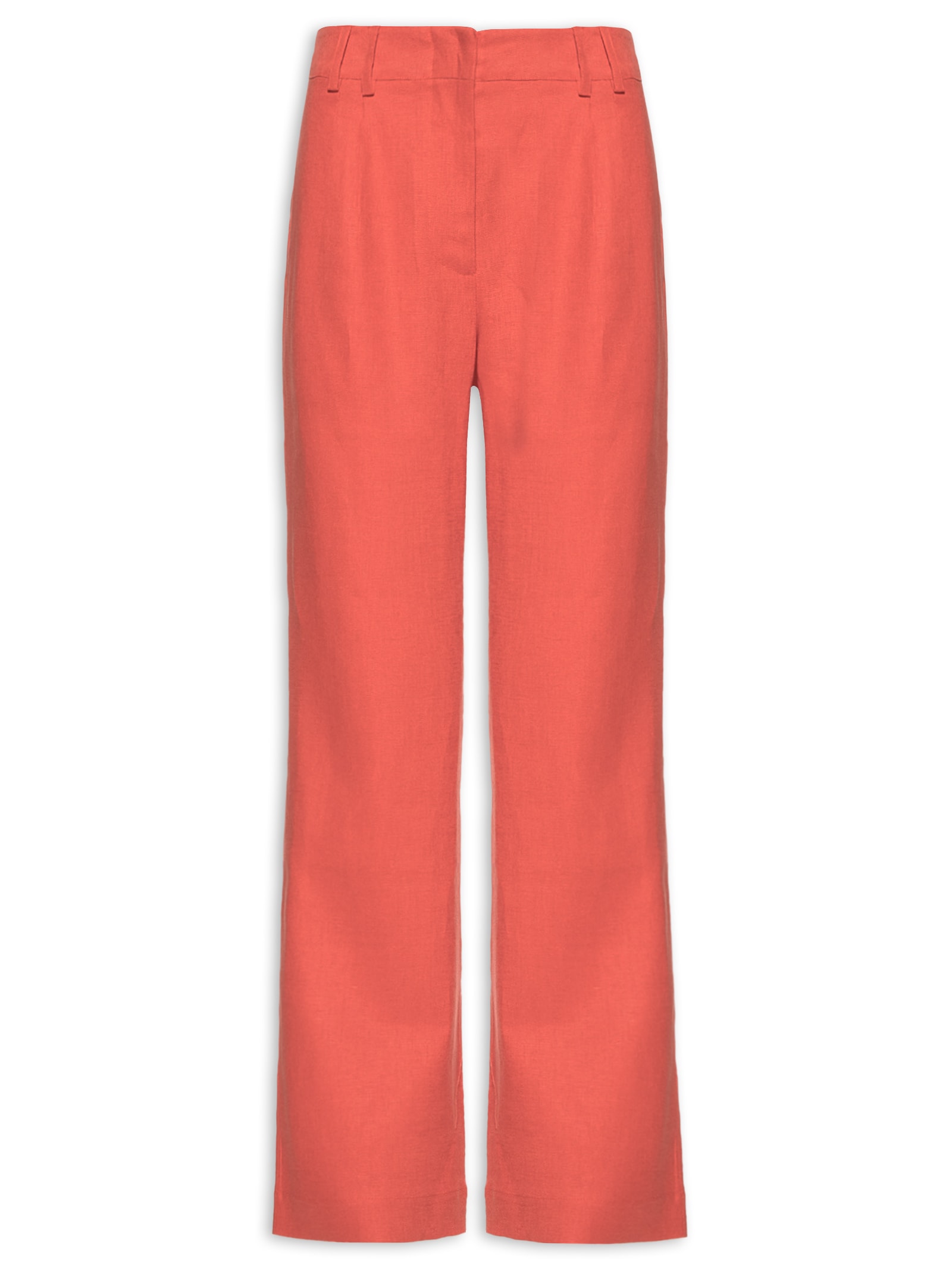 Calça Feminina Reta Pregas Vermelho Maria Filó