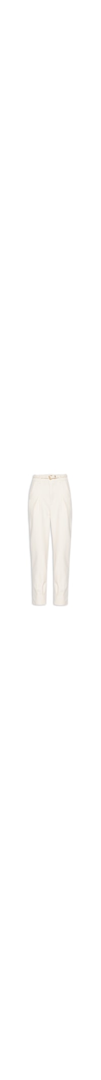 Calça Feminina Reta Pregueada com Cinto - Off White