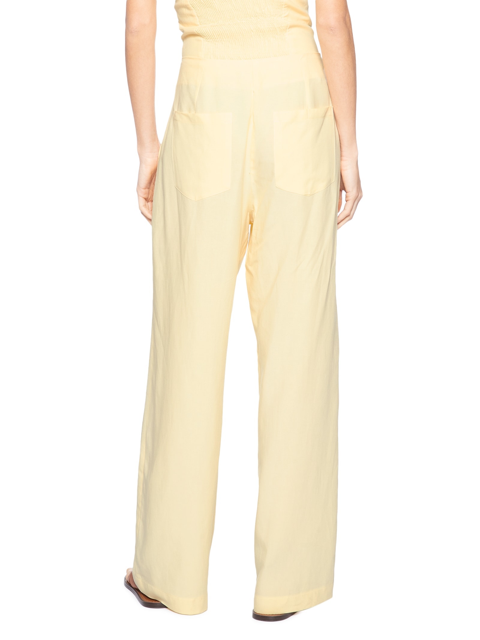 Calça Feminina Reta Recortes Amarelo Animale Jeans