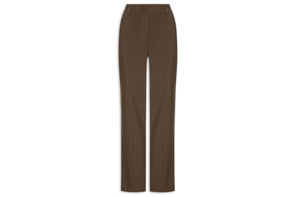 Calça Feminina Reta Risca De Giz - Marrom