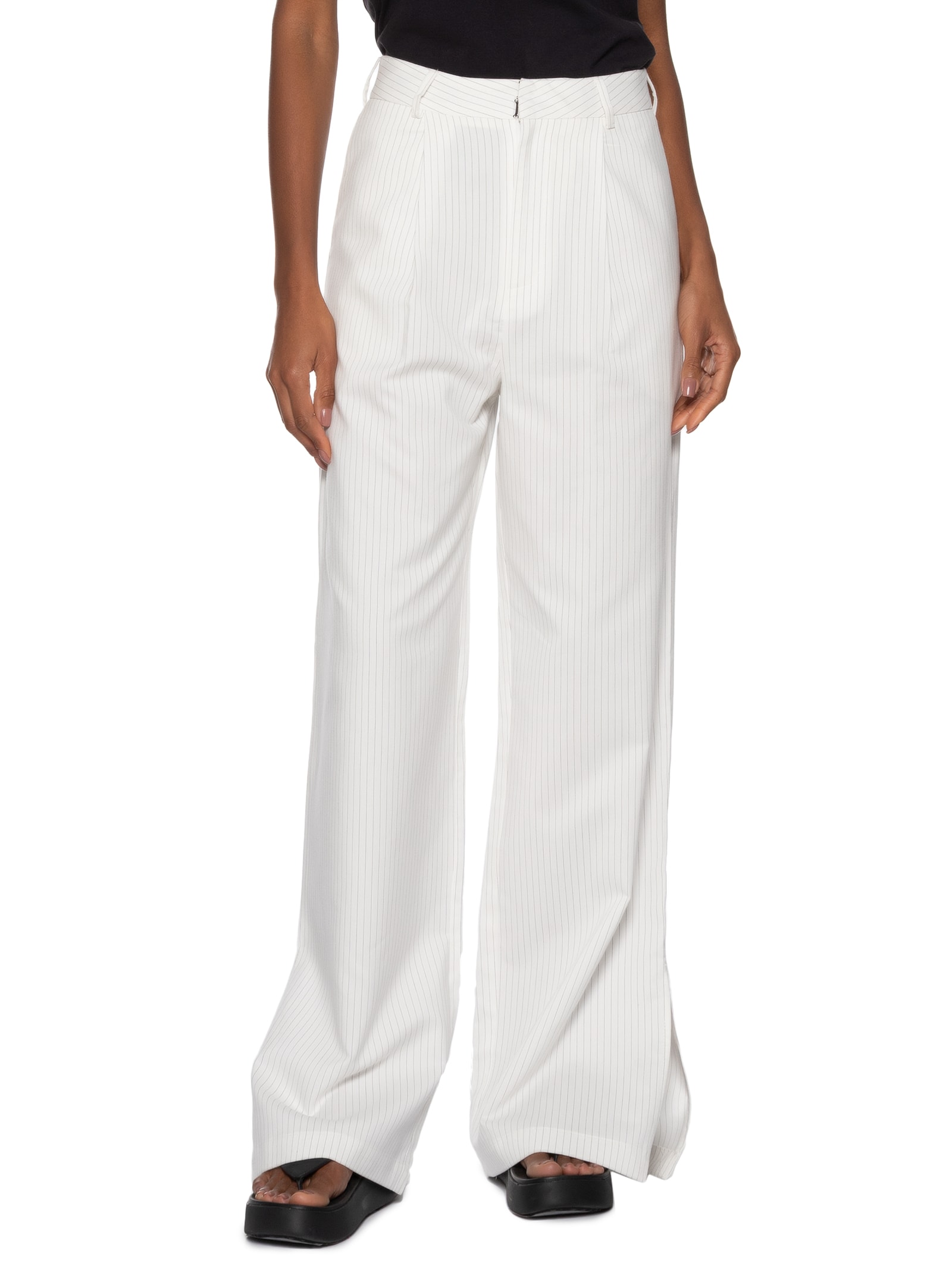 Calça Feminina Reta Risca Giz Branco Animale Jeans