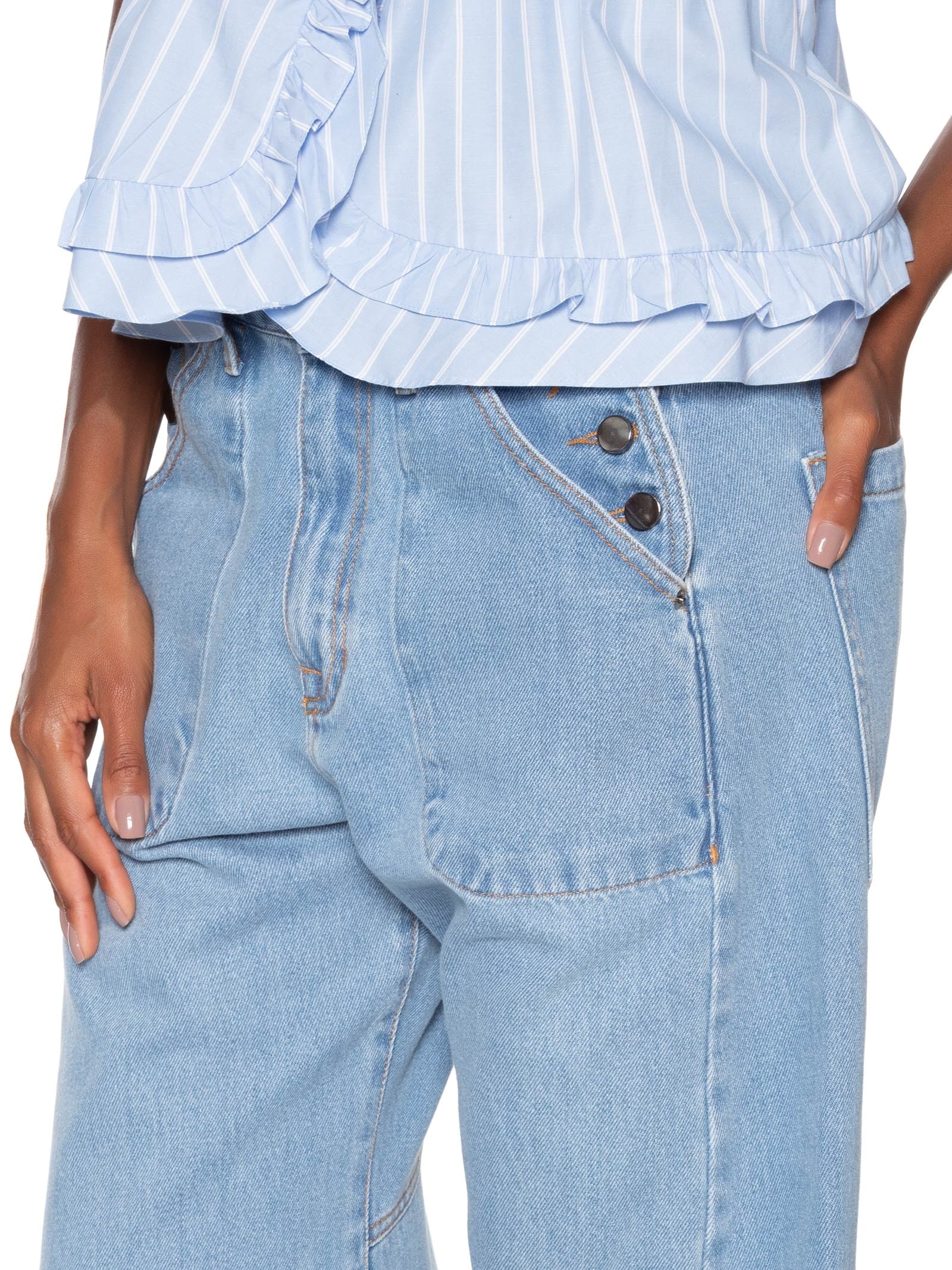 Calça Feminina Reta Sailor Jeans Azul Animale