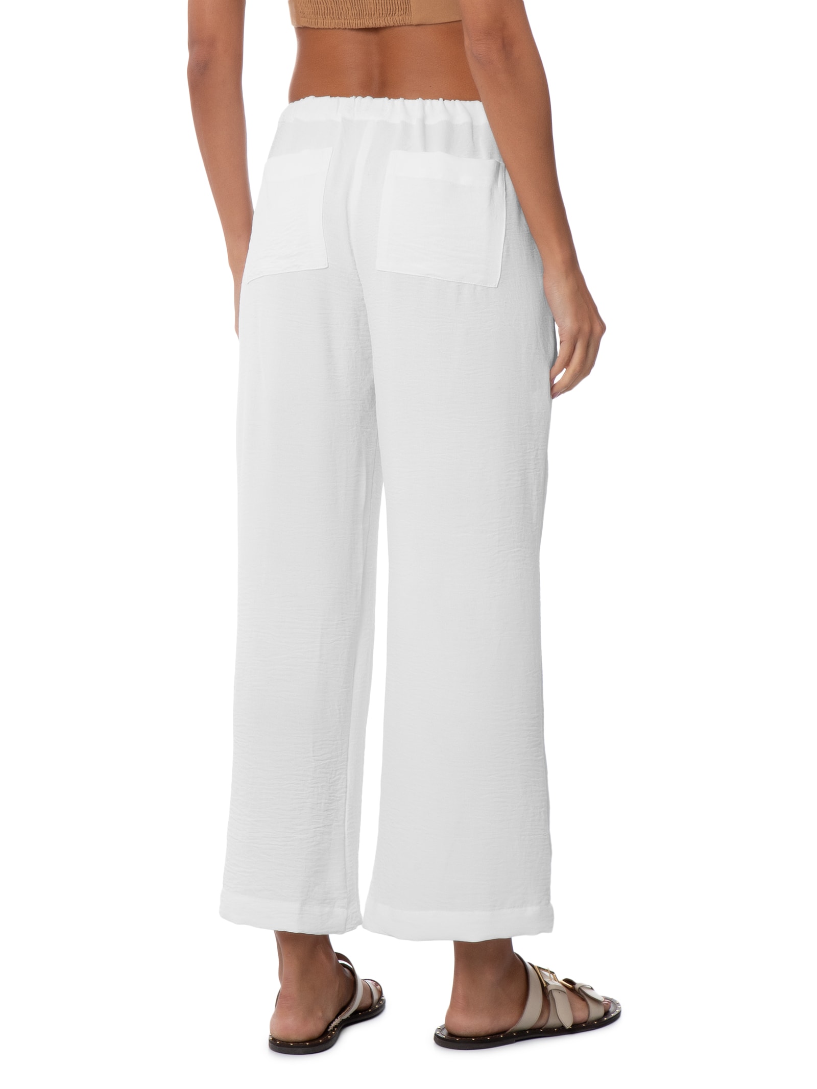 Calça Feminina Reta Sanca Branco Panô