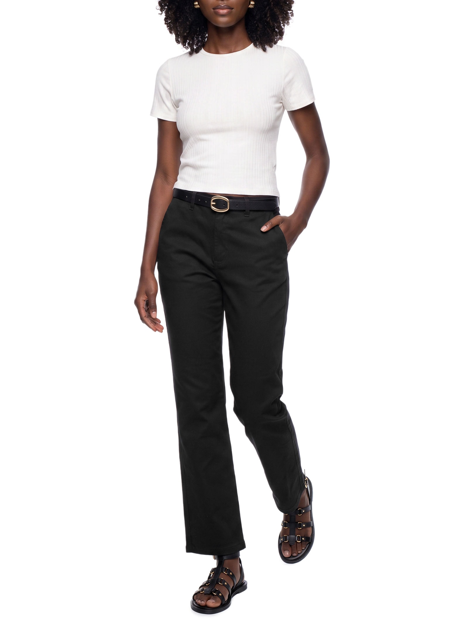 Calça Feminina Reta Sarja Com Elastano Preto Lez A Lez
