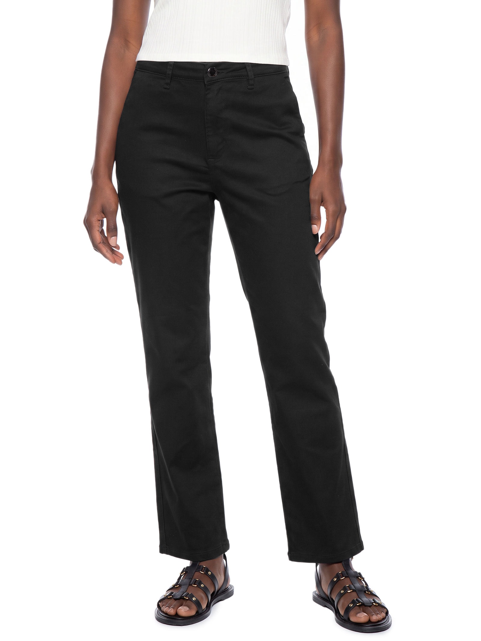 Calça Feminina Reta Sarja Com Elastano Preto Lez A Lez