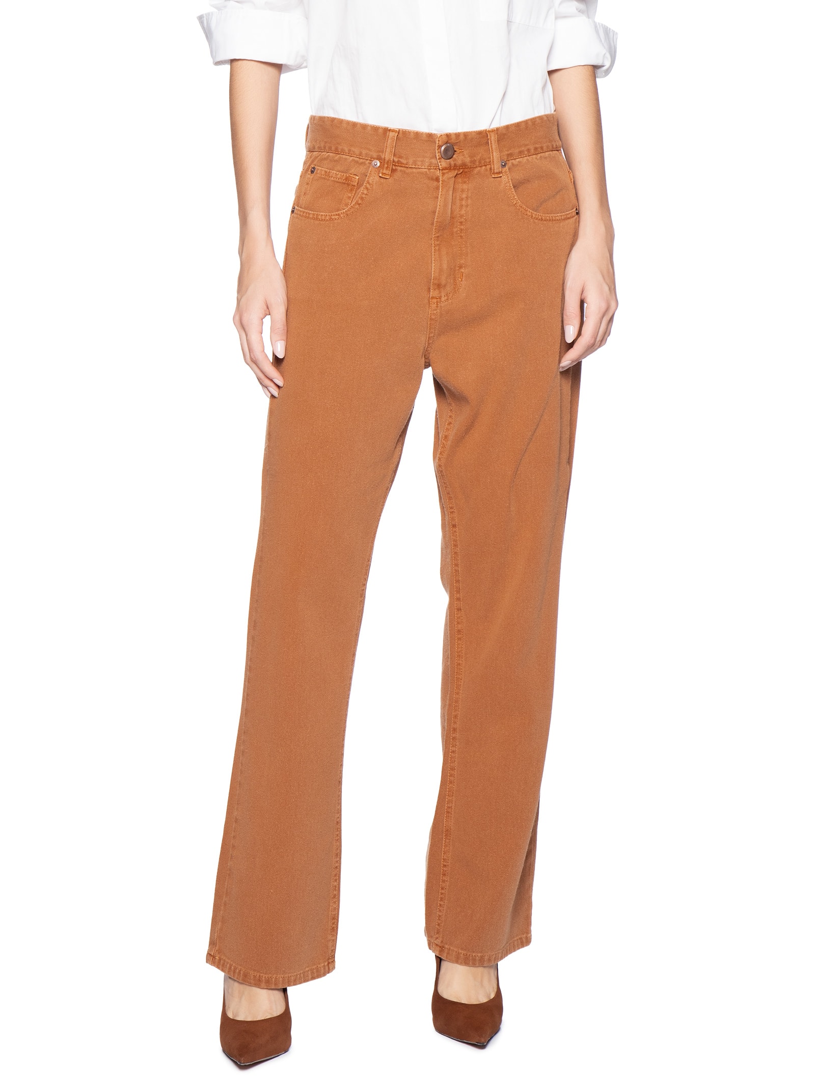 Calça Feminina Reta Sarja Veludo Laranja Animale