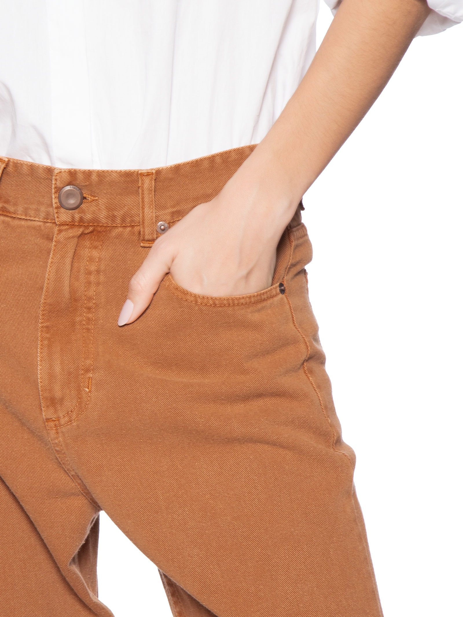 Calça Feminina Reta Sarja Veludo Marrom Animale