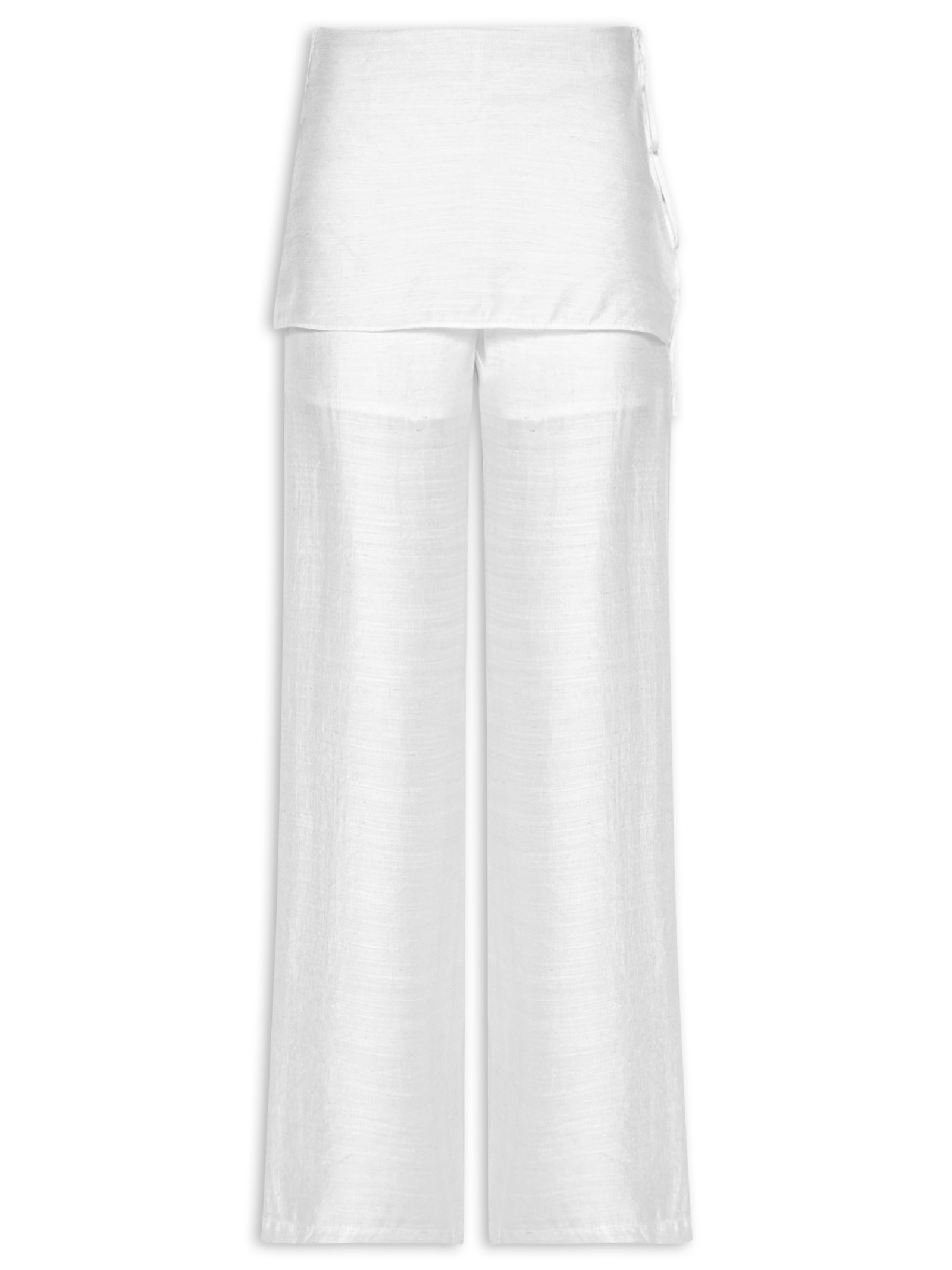 Calça Feminina Reta Sobreposição De Saia Branco Basiq