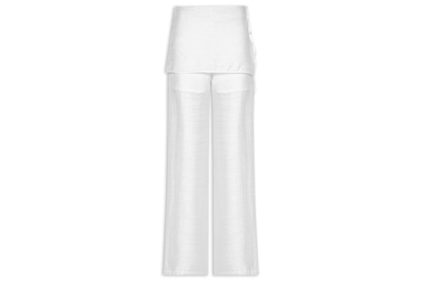 Calça Feminina Reta Sobreposição De Saia - Branco
