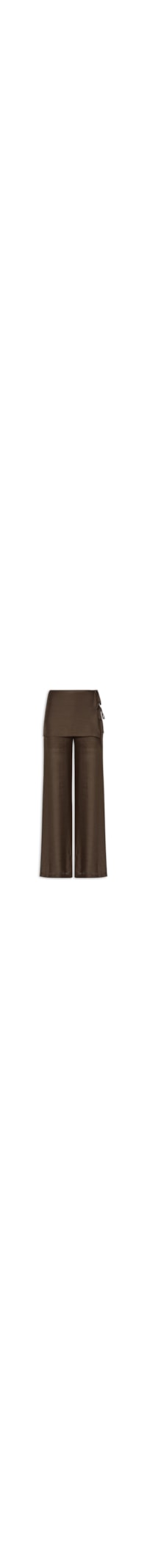 Calça Feminina Reta Sobreposição De Saia - Marrom