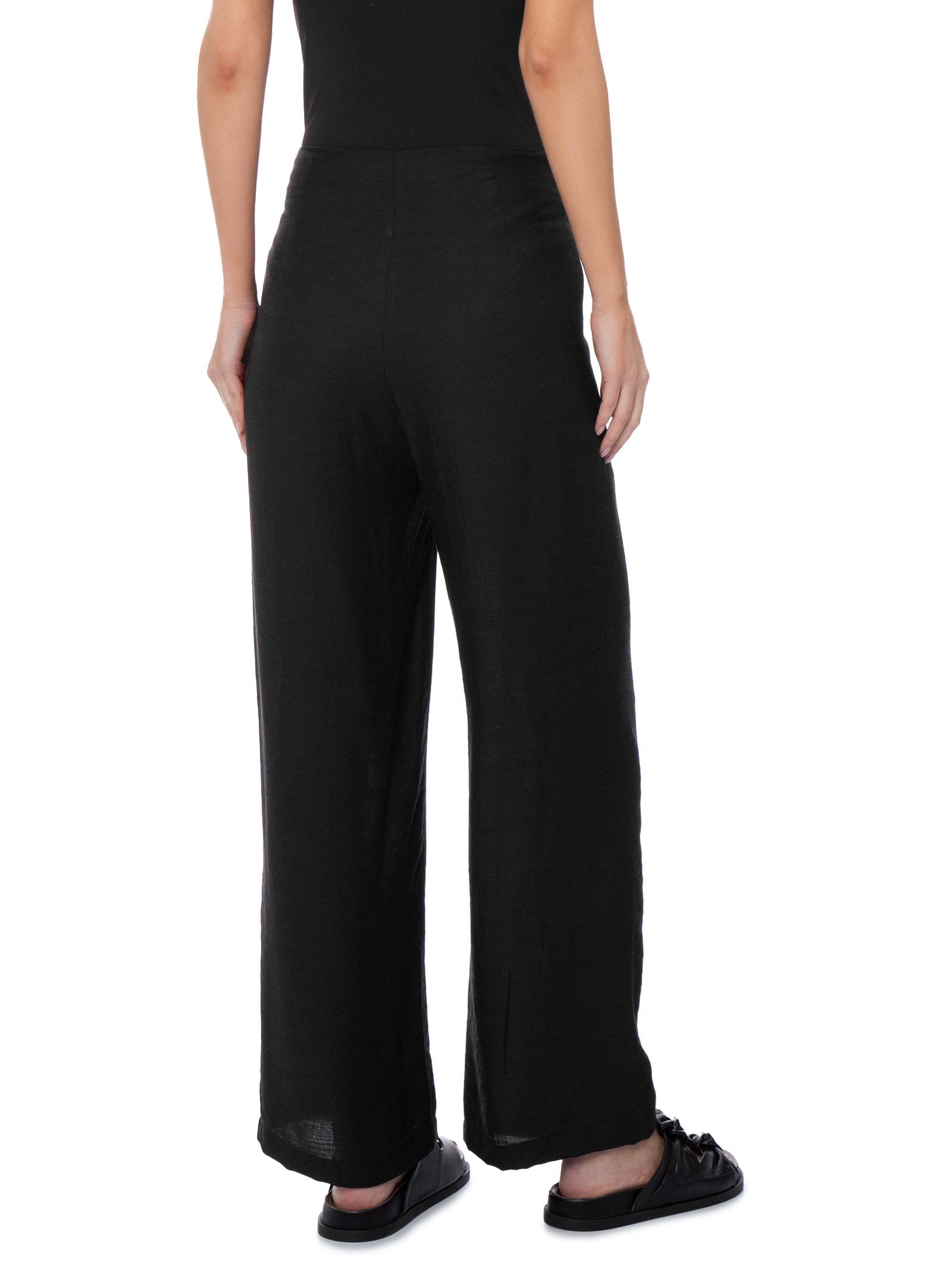 Calça Feminina Reta Sobreposição De Saia Preto Basiq