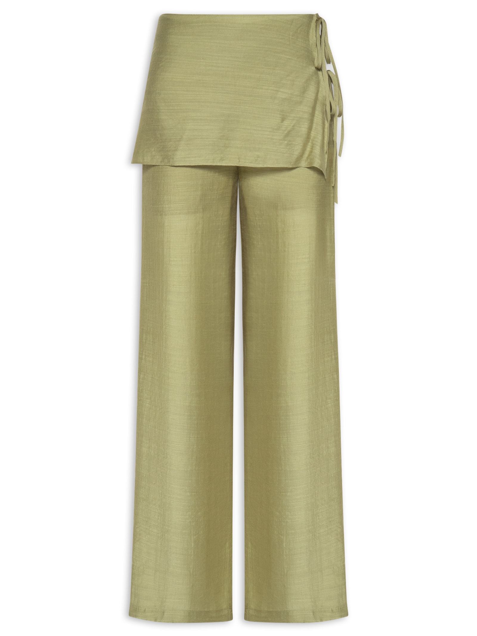 Calça Feminina Reta Sobreposição De Saia Verde Basiq