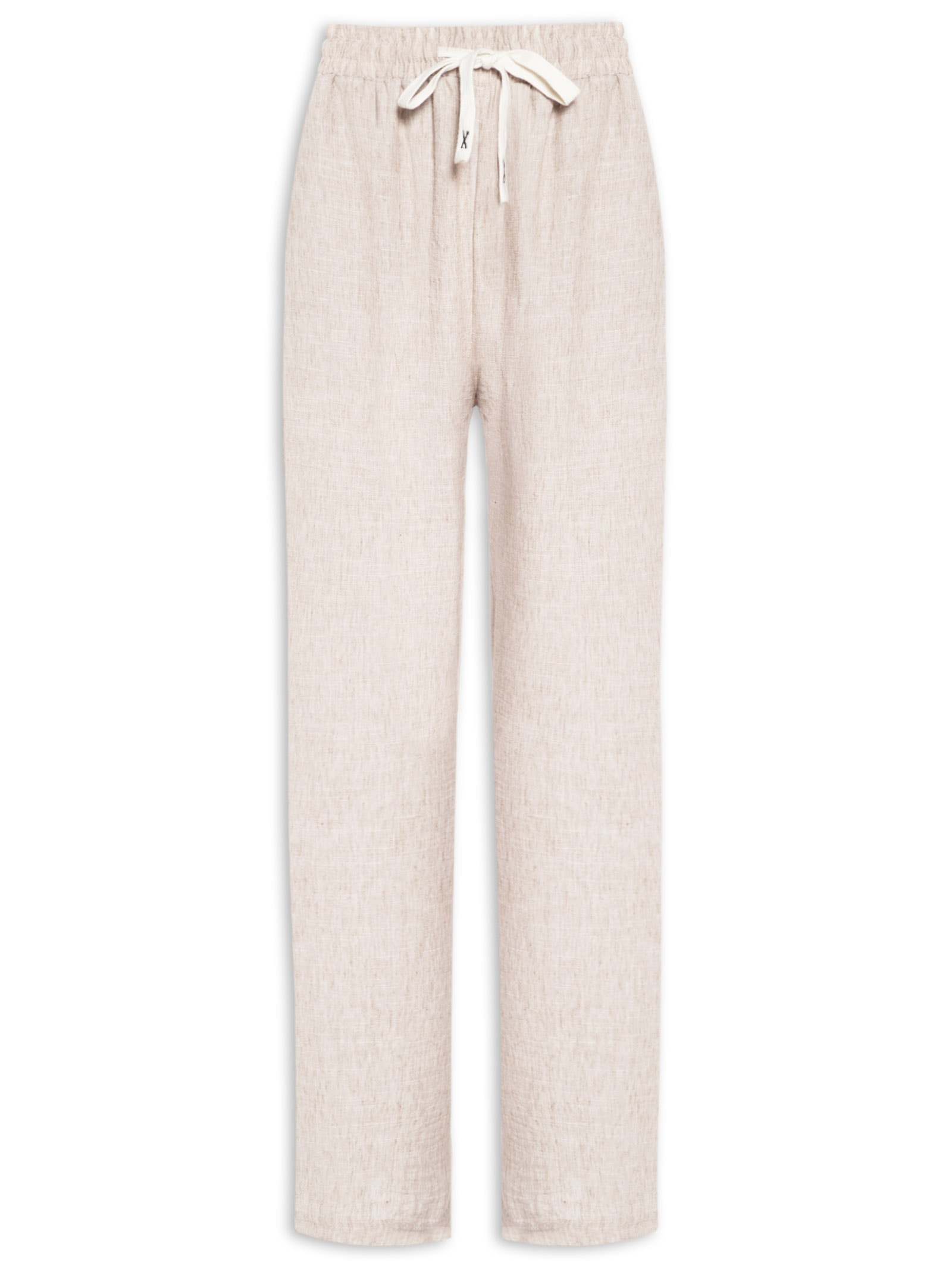 Calça Feminina Reta Texturizada Bege Basiq