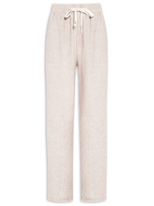 Calça Feminina Reta Texturizada – Bege
