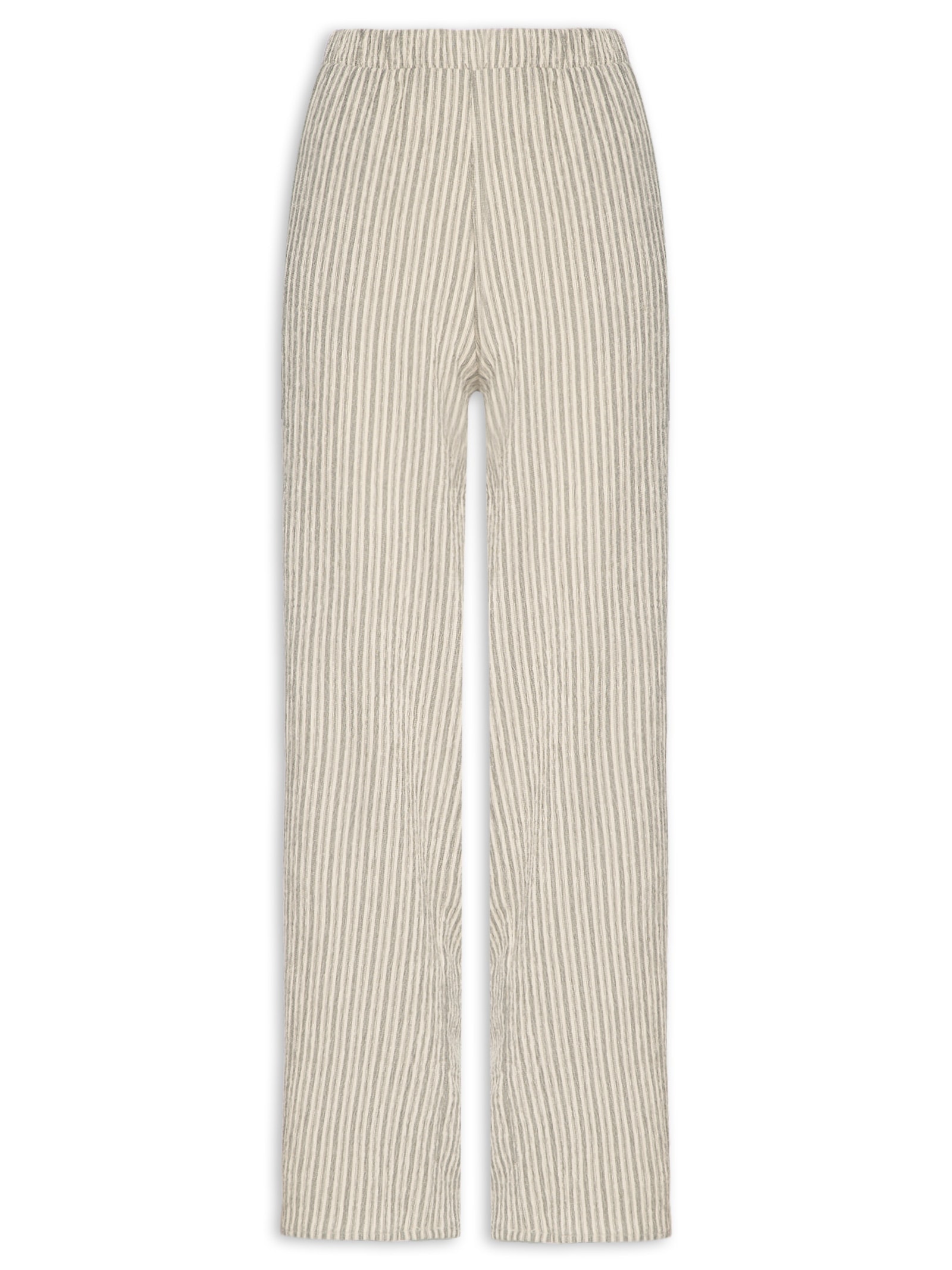 Calça Feminina Reta Texturizada Bege Basiq