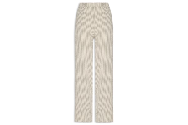 Calça Feminina Reta Texturizada - Bege