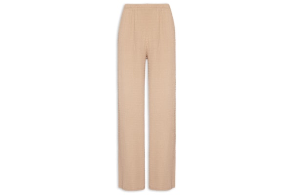 Calça Feminina Reta Texturizada - Bege
