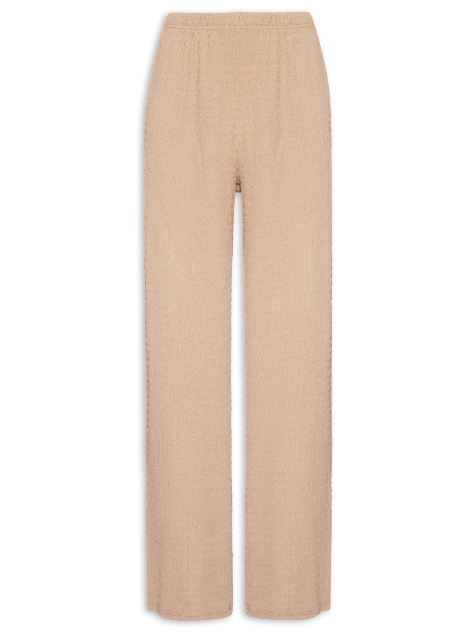 Calça Feminina Reta Texturizada Bege Market 33