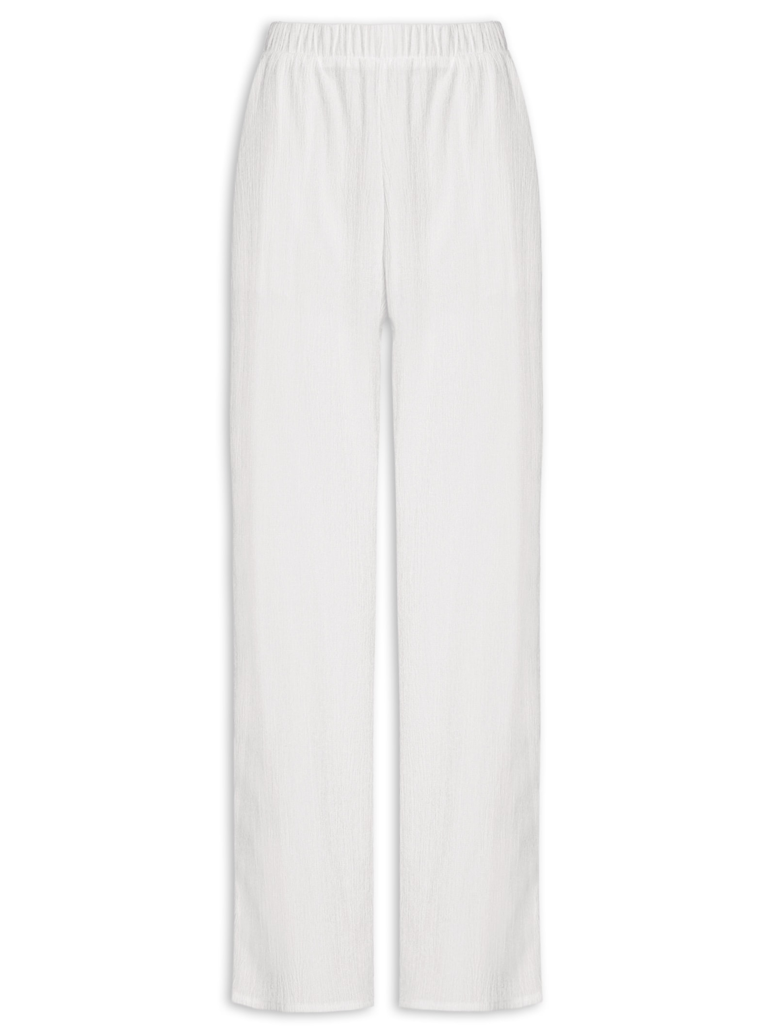 Calça Feminina Reta Texturizada Branco Basiq
