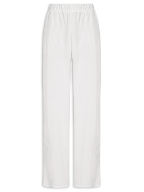 Calça Feminina Reta Texturizada – Branco