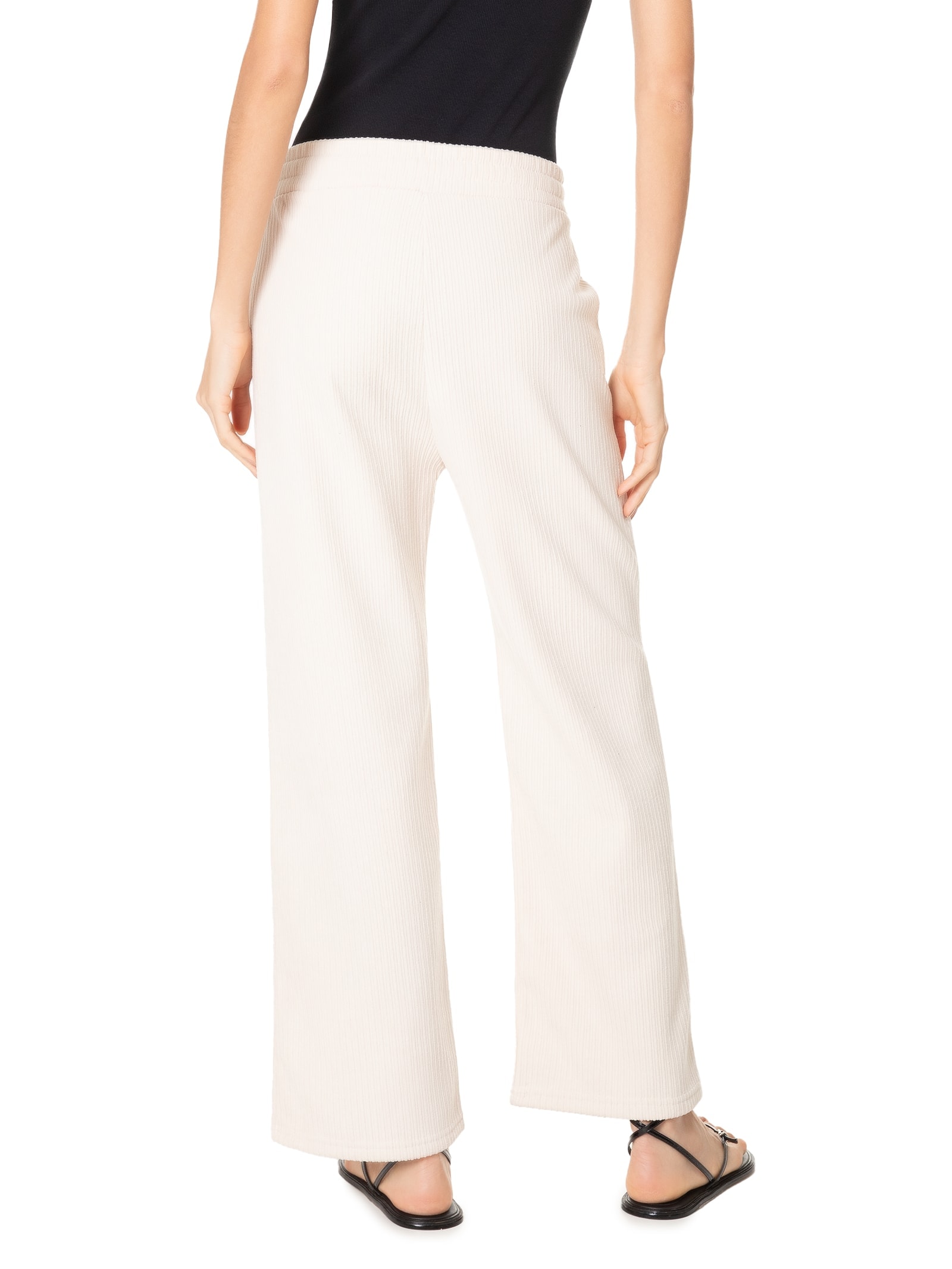 Calça Feminina Reta Texturizada Off White Basiq