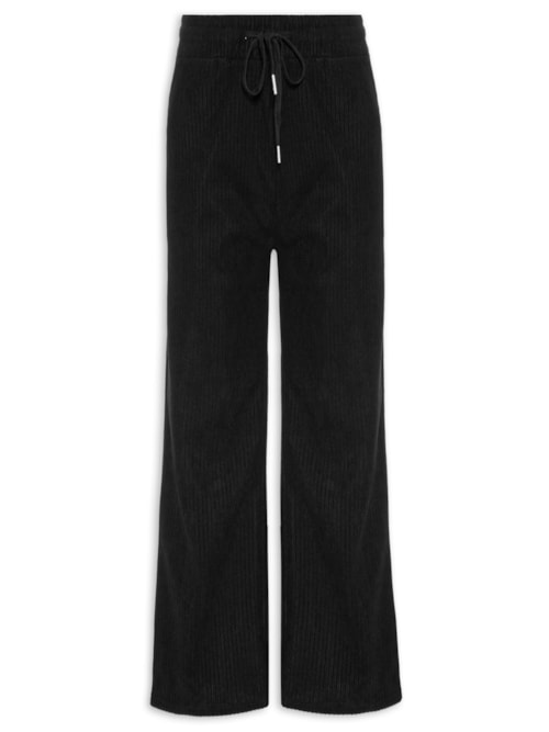 Calça Feminina Reta Texturizada – Preto