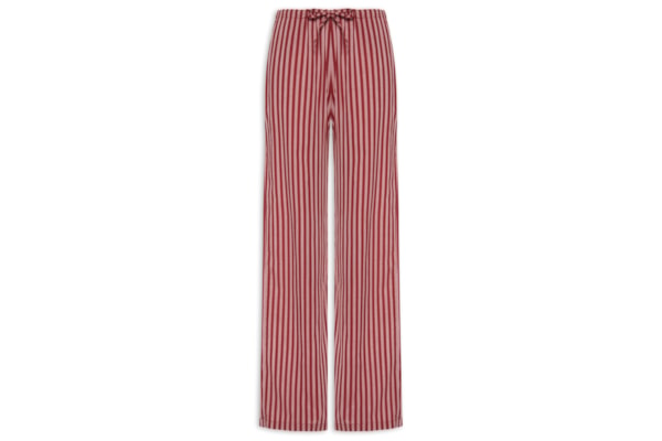 Calça Feminina Reta Tricoline Listras Bisous - Vermelho