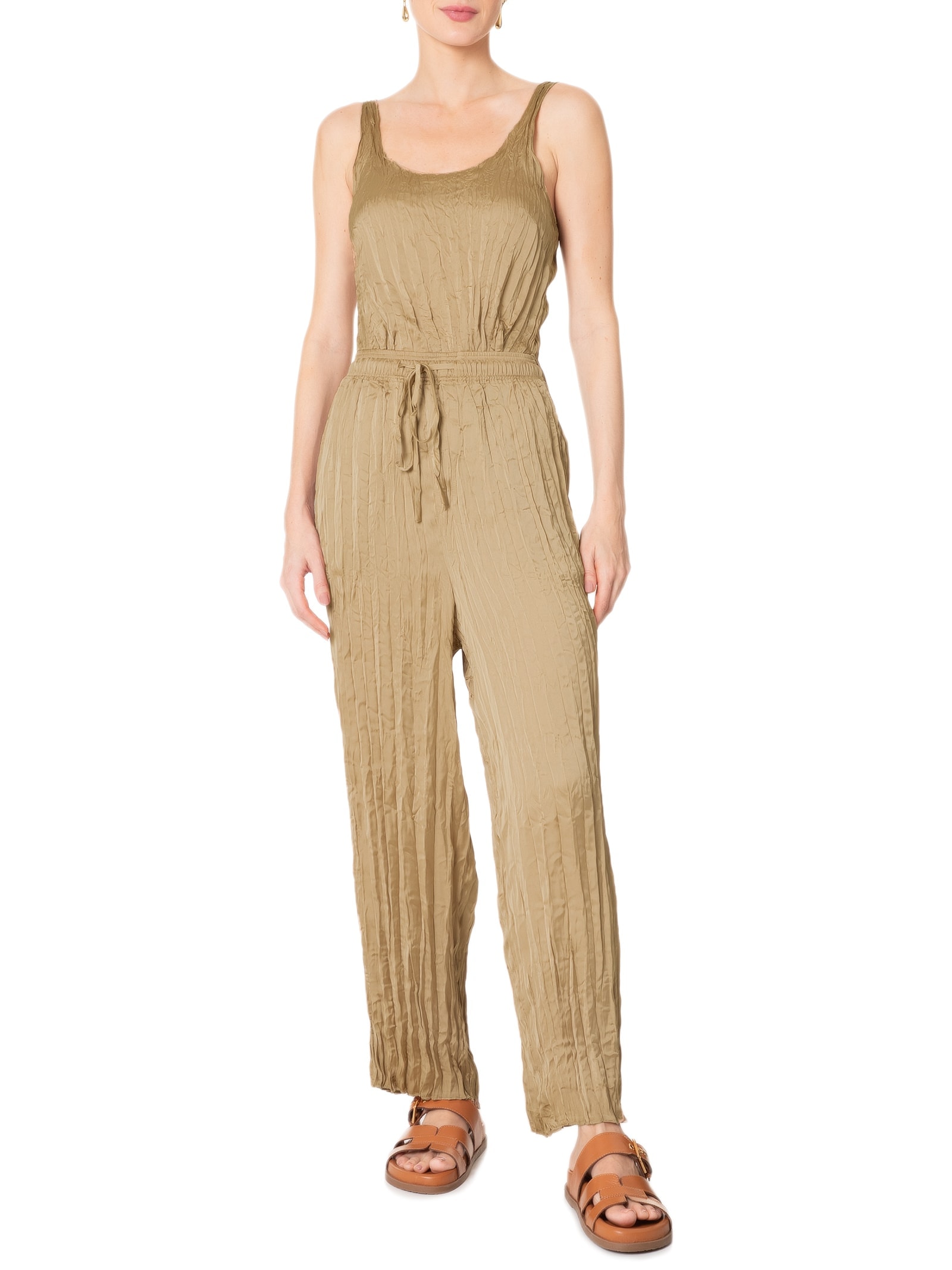 Calça Feminina Reta Tricoline Satim Bege Osklen