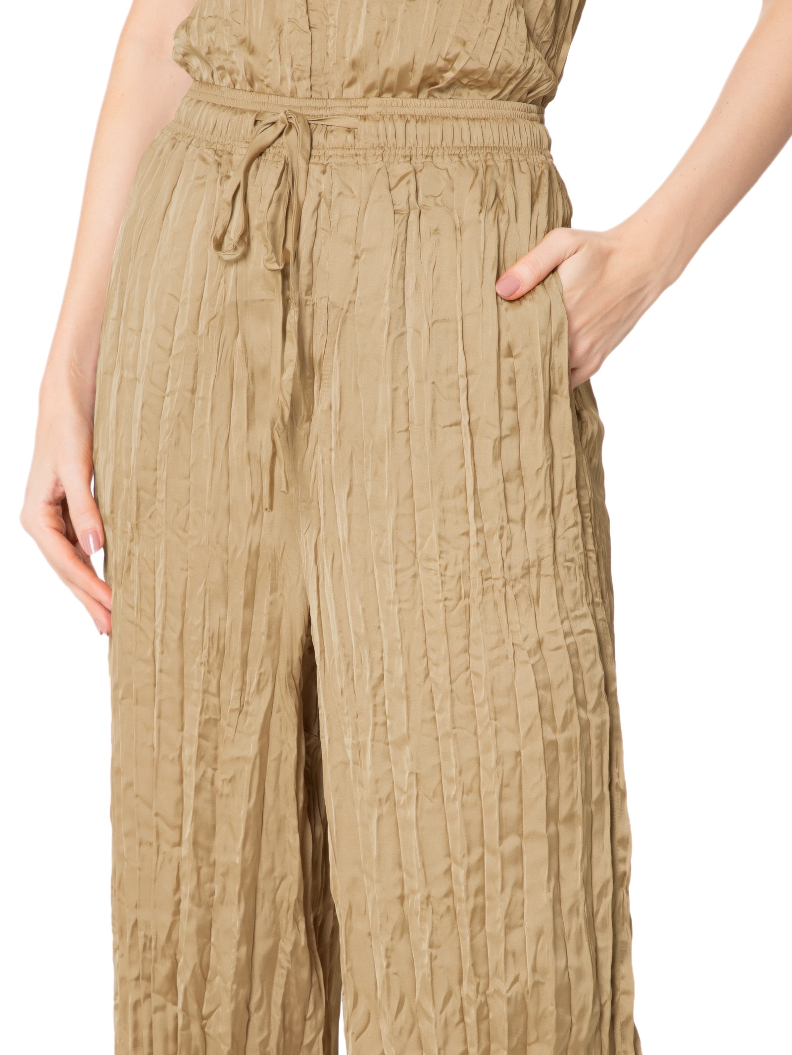 Calça Feminina Reta Tricoline Satim Bege Osklen