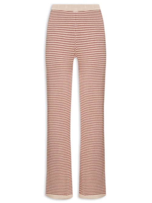 Calça Feminina Reta Tricot Ponto Colmeia – Bege