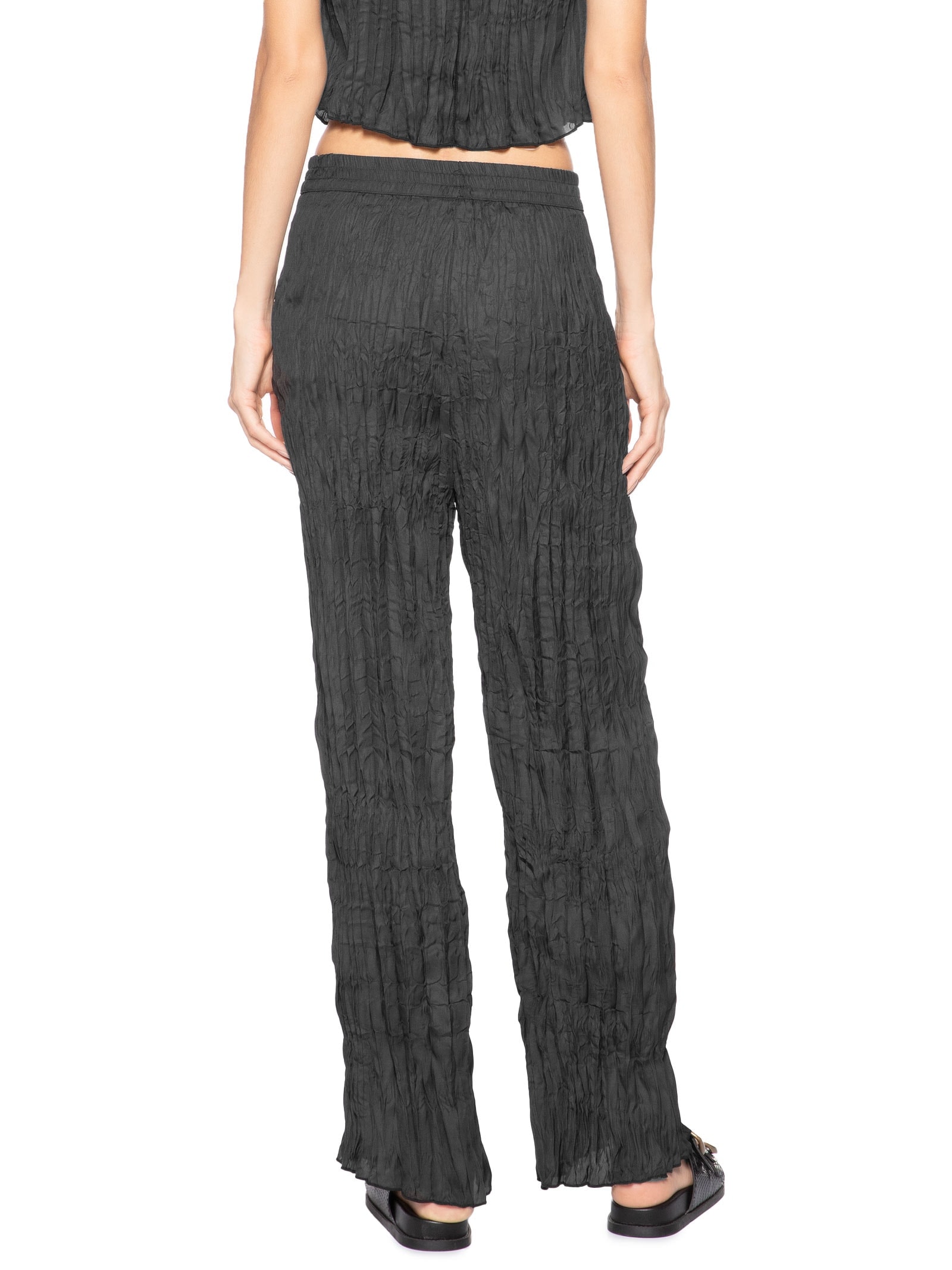 Calça Feminina Reta Wrinkle Satin Preto Osklen