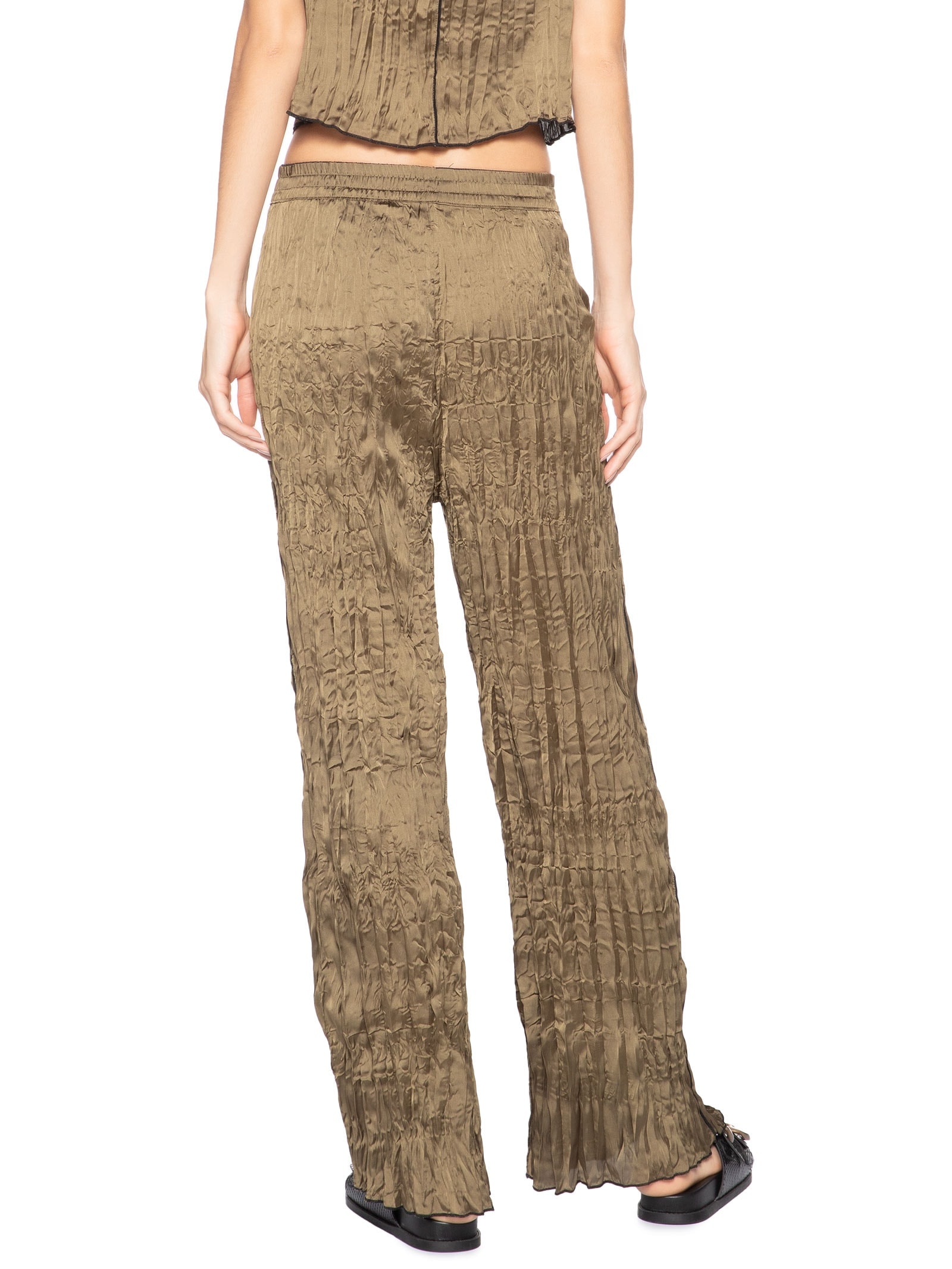 Calça Feminina Reta Wrinkle Satin Preto Osklen