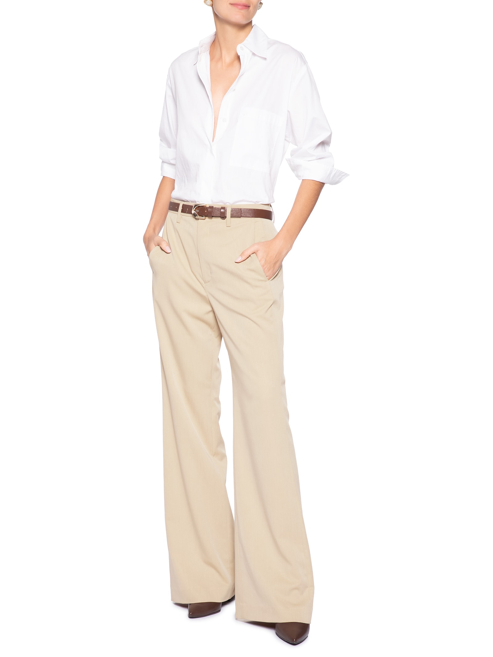 Calça Feminina Reta – Bege Animale