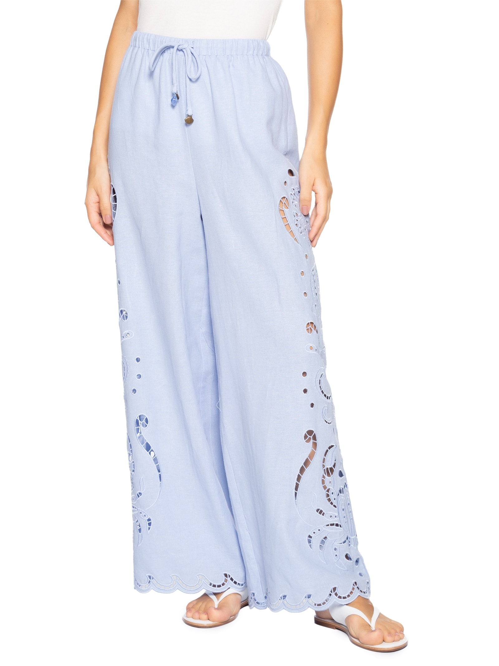 Calça Feminina Richelieu Vida Marinha Azul Farm Praia