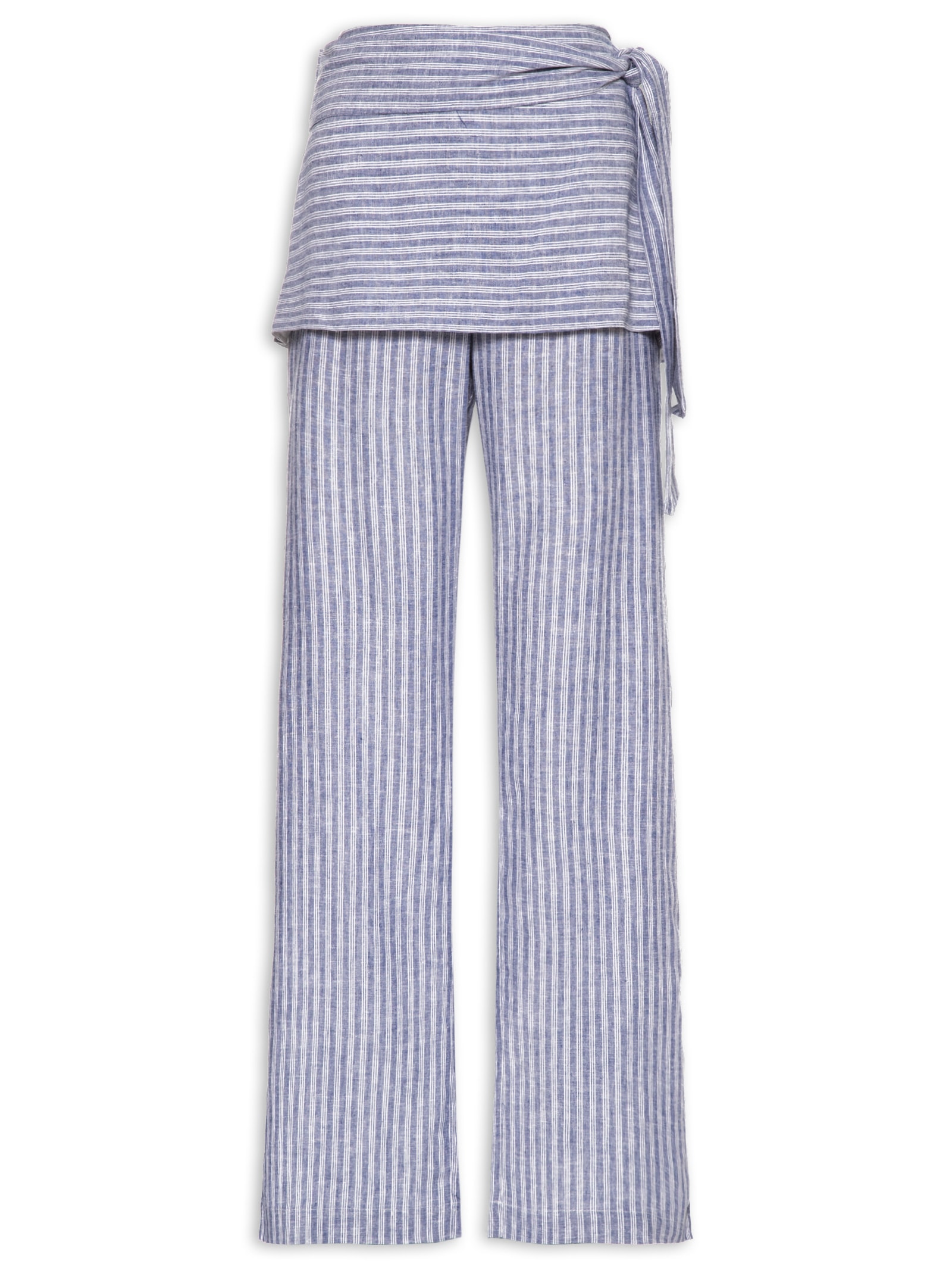 Calça Feminina Saia Mix De Listras Azul Maria Filó