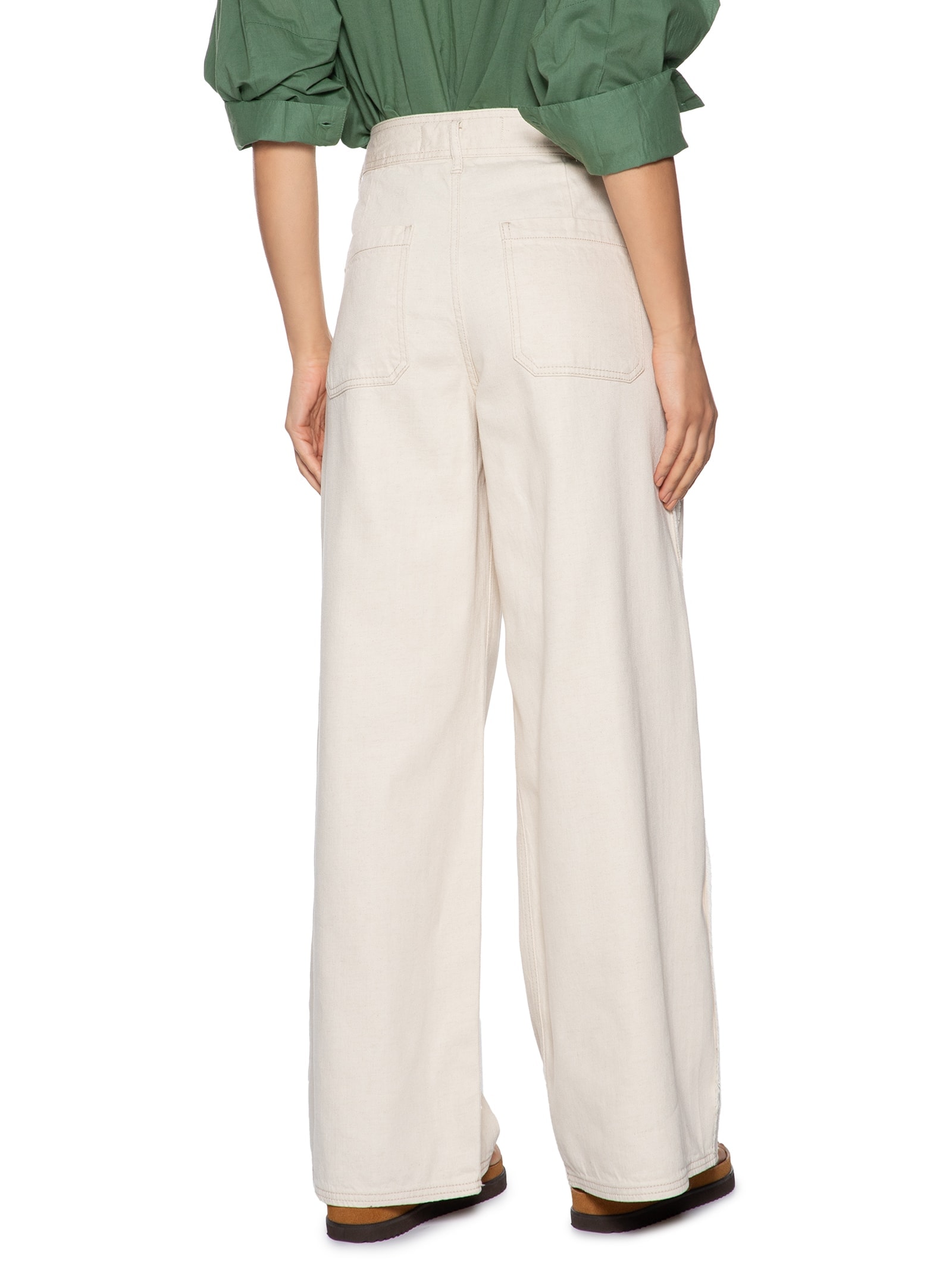 Calça Feminina Sarja A Wide Leg Linho Brisa Bege Cantão